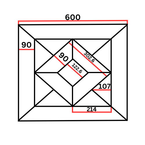 Sketch Showing Overall Dimensions of Dior Versaille Panel