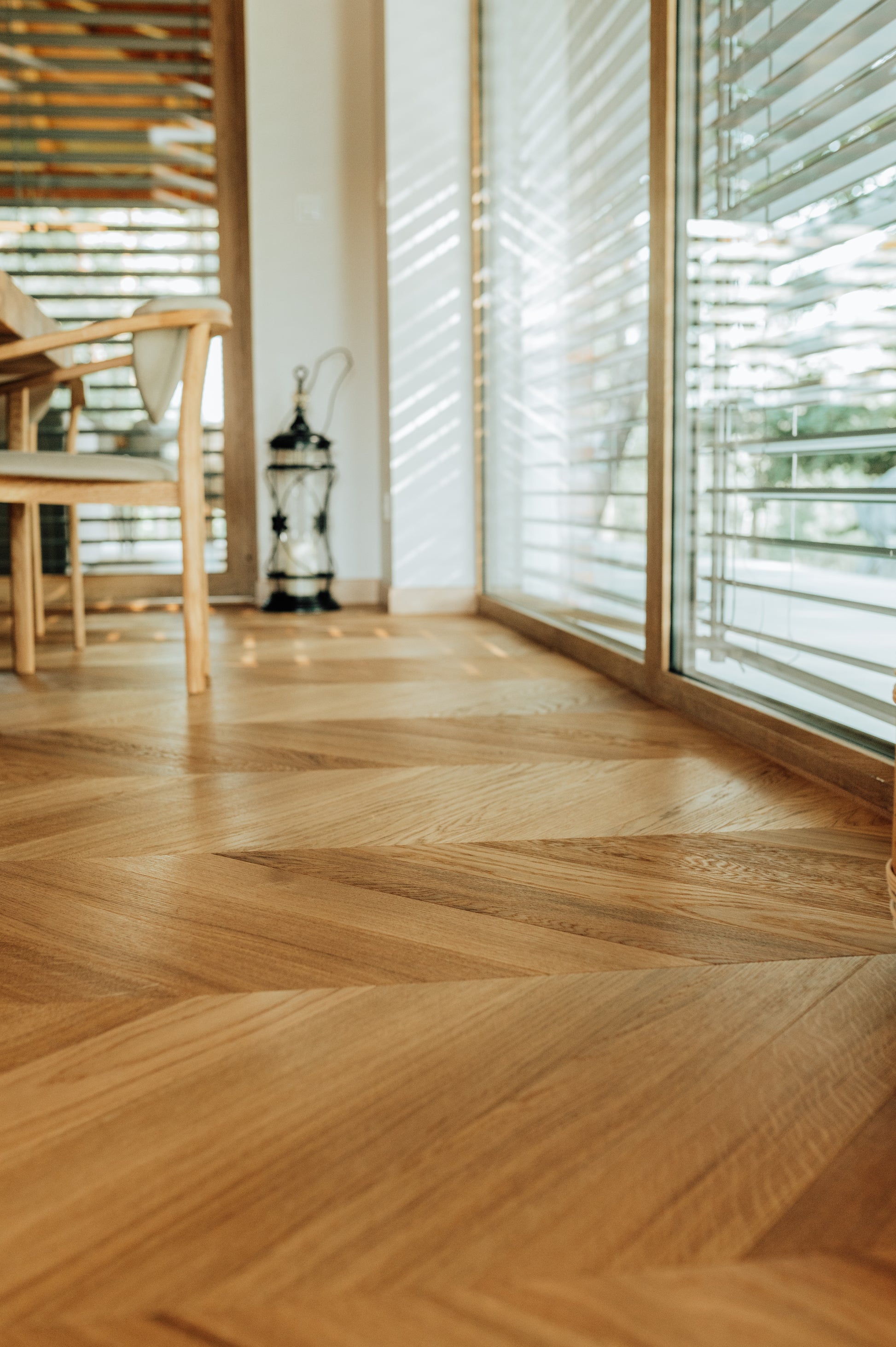 Prime Grade Chevron Point Flooring Finished with Hardwax Oil (satin)