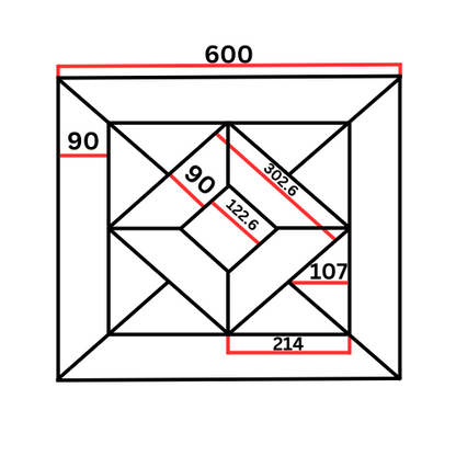 Sketch Showing Overall Dimensions of Dior Versaille Panel