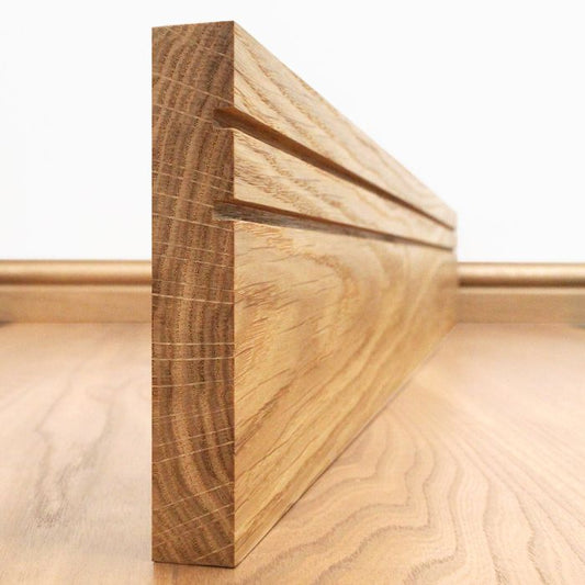 Shaker Double Solid European Oak Skirting Board UNFINISHED