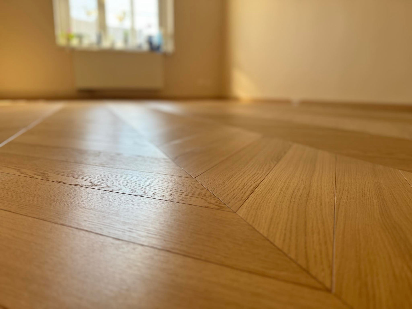 Chevron Flooring Finished with Clear Hardwax Oil (satin)
