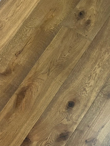 Close-up of wooden flooring with visible grain and texture