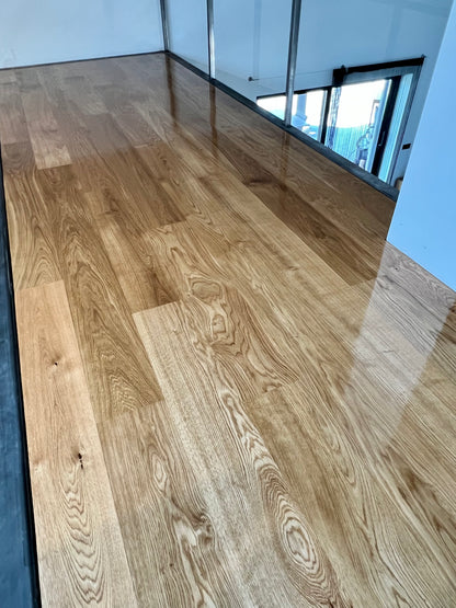 180mm Character Grade Oak installed in Carvoeiro, Algarve.  Finish - Clear Hardwax Oil (satin)