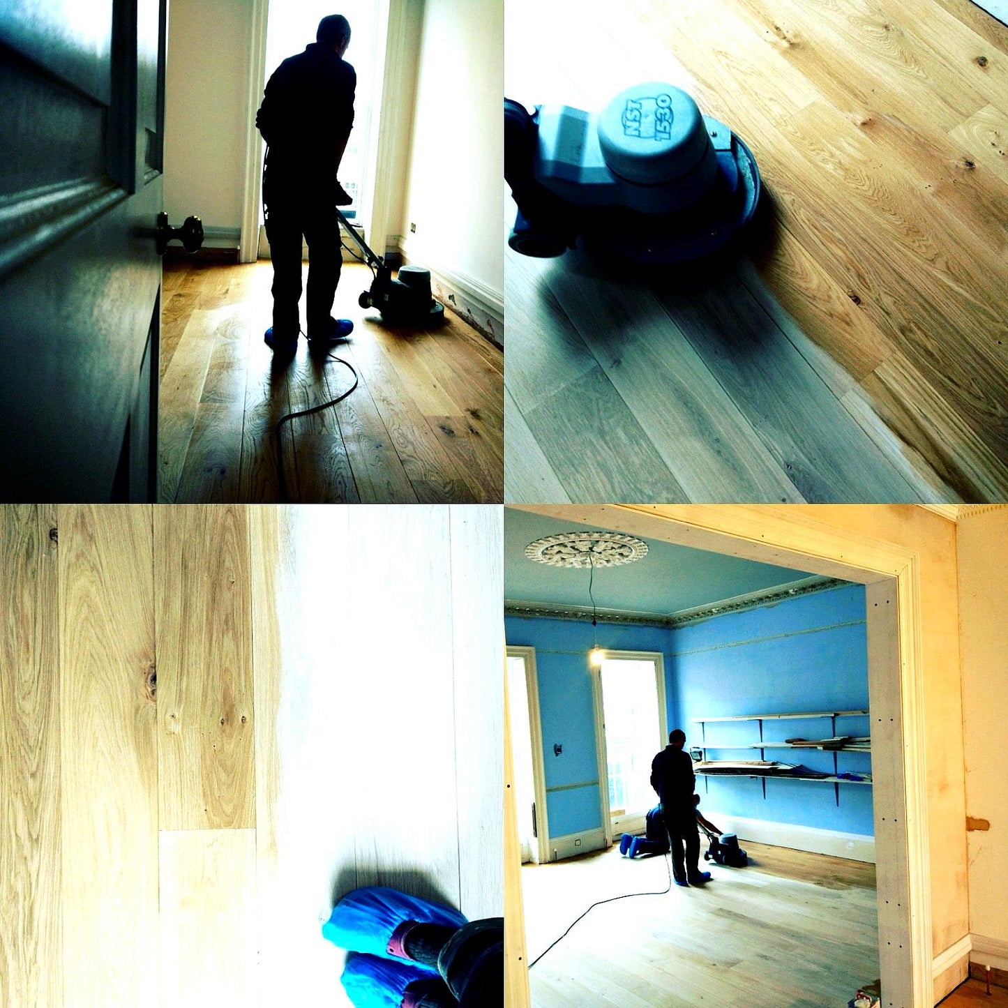 Character Grade Oak Flooring Receiving Hardwax Oil Finish by Buffing Machine