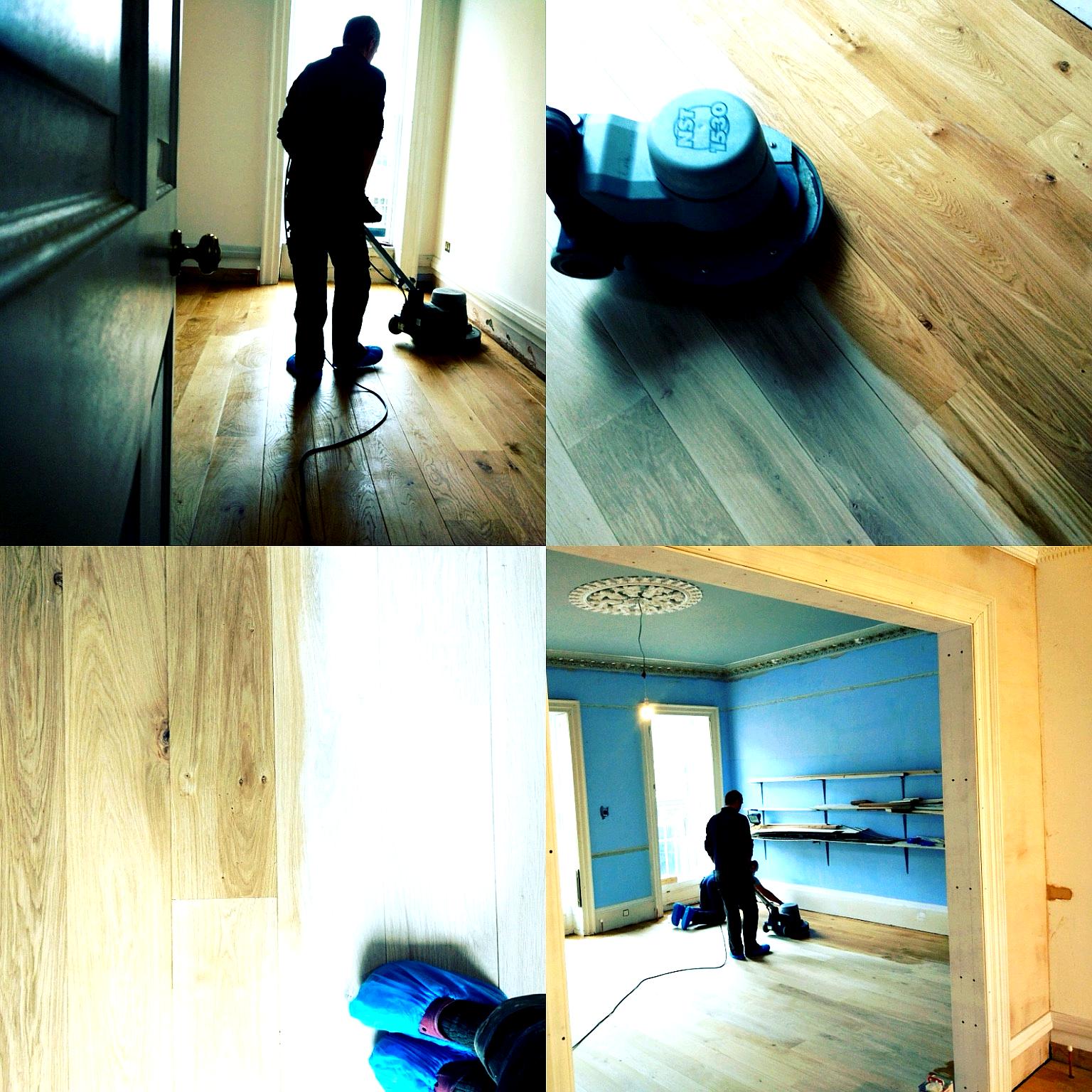 Character Grade Oak Flooring Receiving Hardwax Oil Finish by Buffing Machine